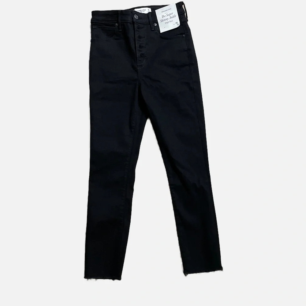 Abercrombie & Fitch Super Skinny Ankle Jeans Size 26 Short 2S Black‎ NWT